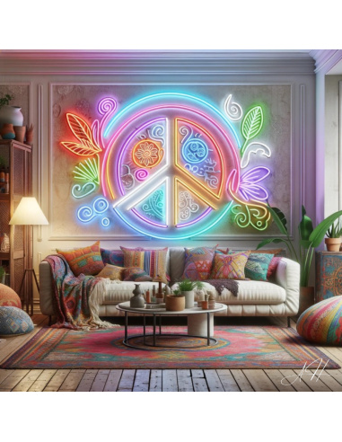 'Neon Peace and Love' - LED neon sign solde